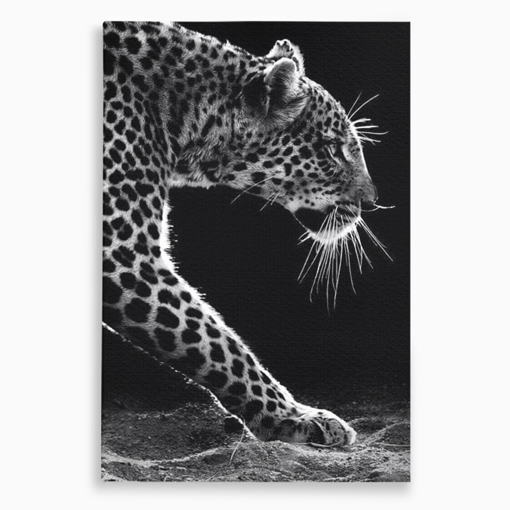 Tablou canvas cu tablou canvas cu leopard in profil, fara rama, pe sasiu de lemn